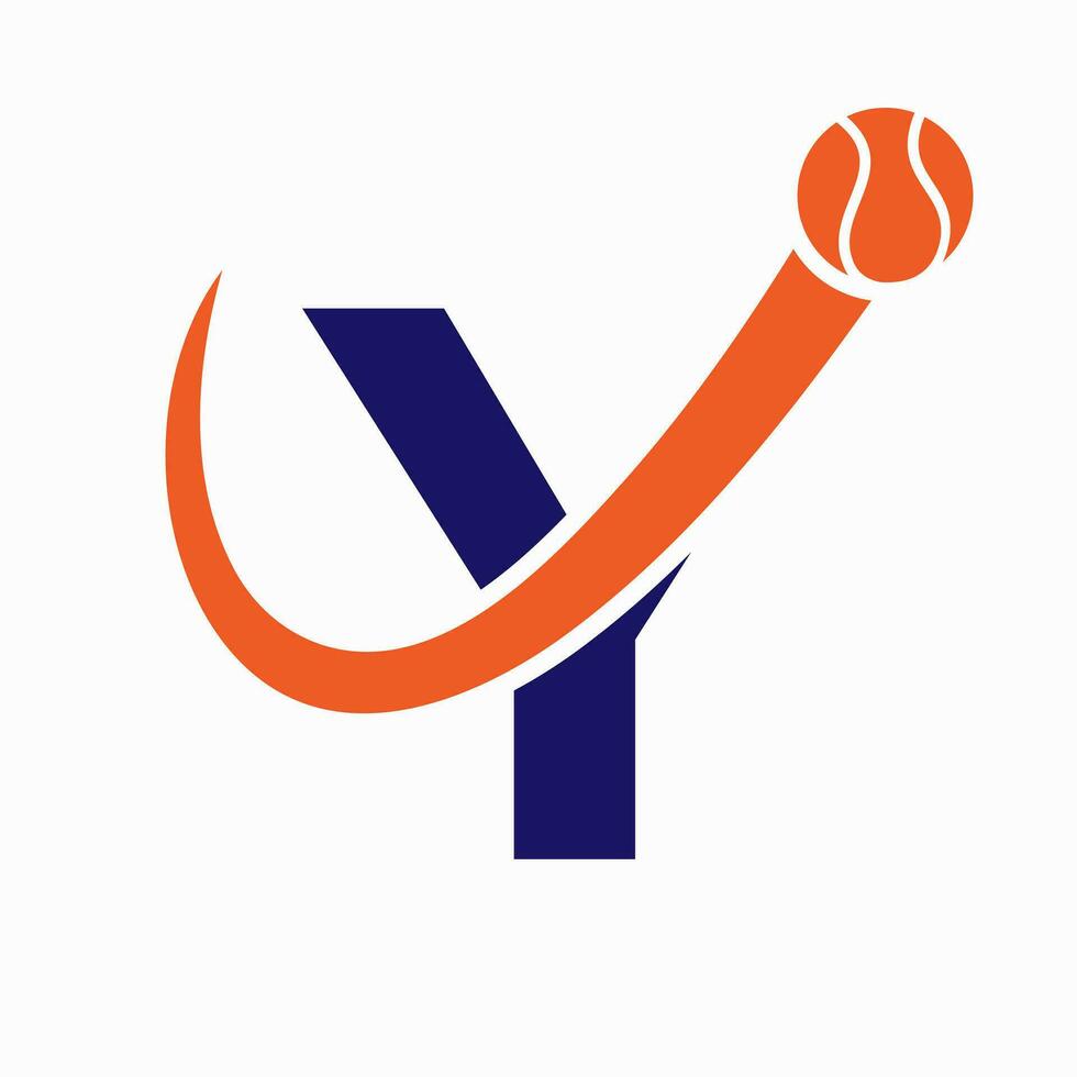 Tennis Logo Design On Letter Y Template. Tennis Sport Academy, Club Logo vector