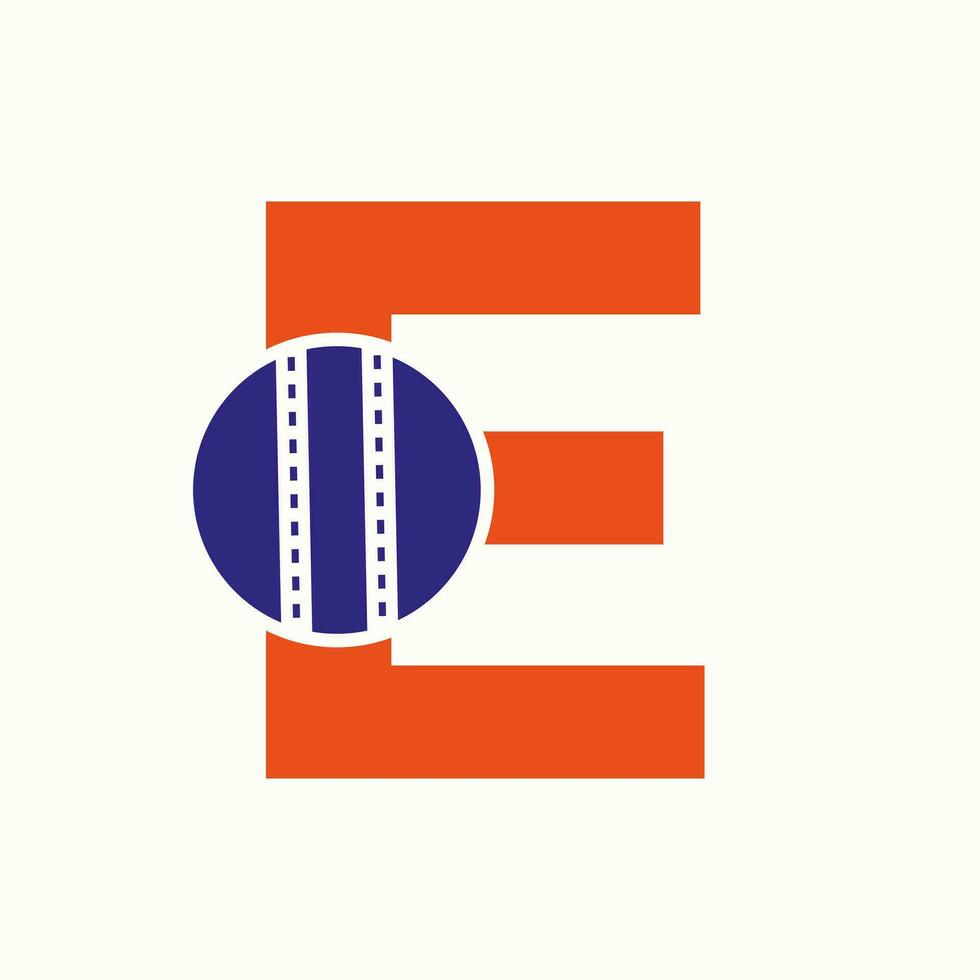 Cricket Logo On Letter E Concept. Cricket Club Symbol vector