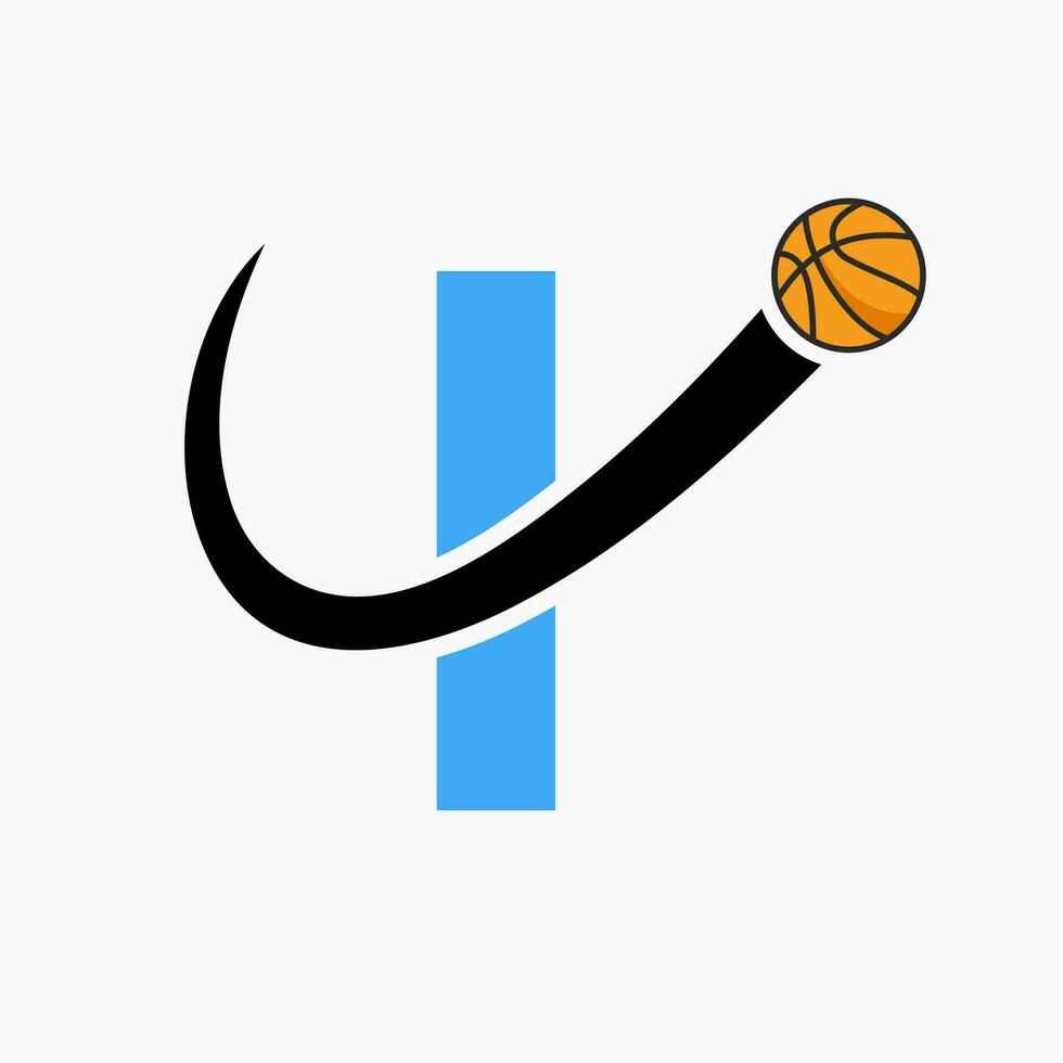 Basketball Logo On Letter I Concept. Basket Club Symbol Vector Template