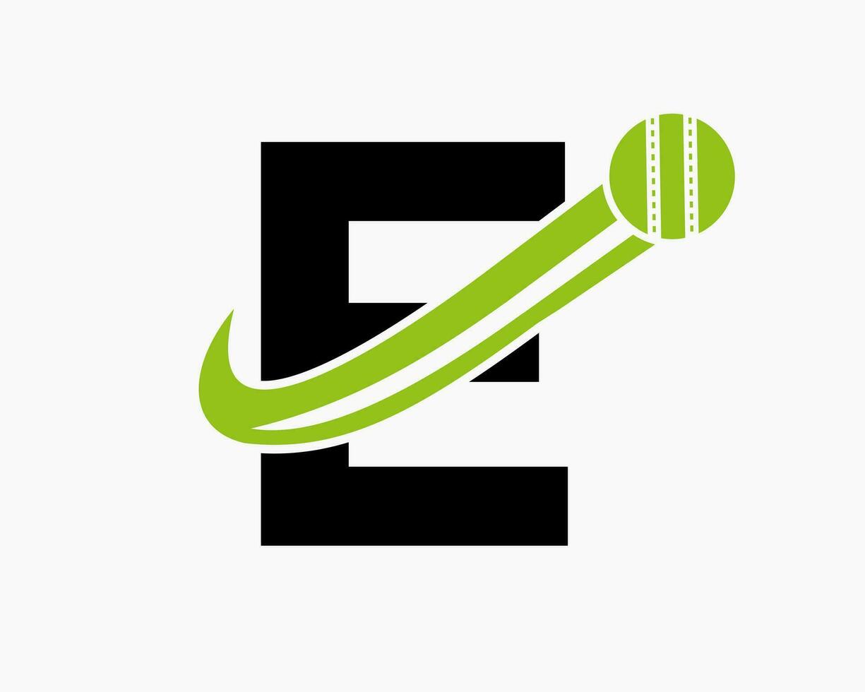 inicial letra mi Grillo logo concepto con Moviente pelota icono para Grillo club símbolo. jugador de cricket firmar vector