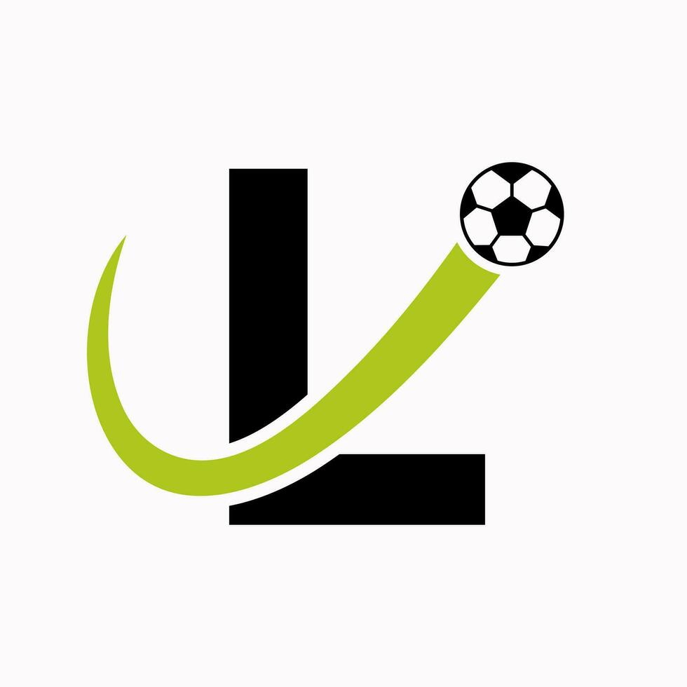 Initial Letter L Soccer Logo. Football Logo Concept With Moving Football Icon vector
