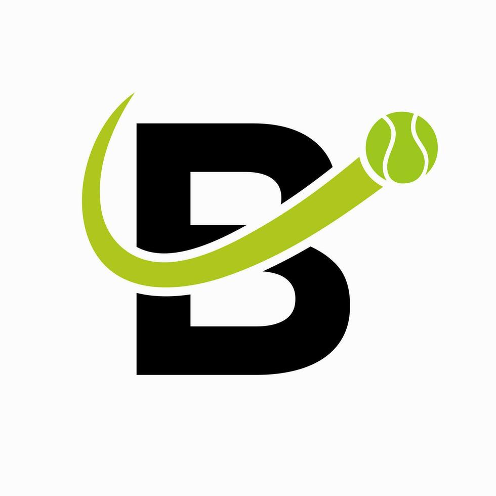 Tennis Logo Design On Letter B Template. Tennis Sport Academy, Club Logo vector