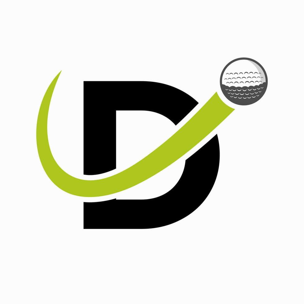 Initial Letter D Golf Logo Design. Initial Hockey Sport Academy Sign, Club Symbol vector