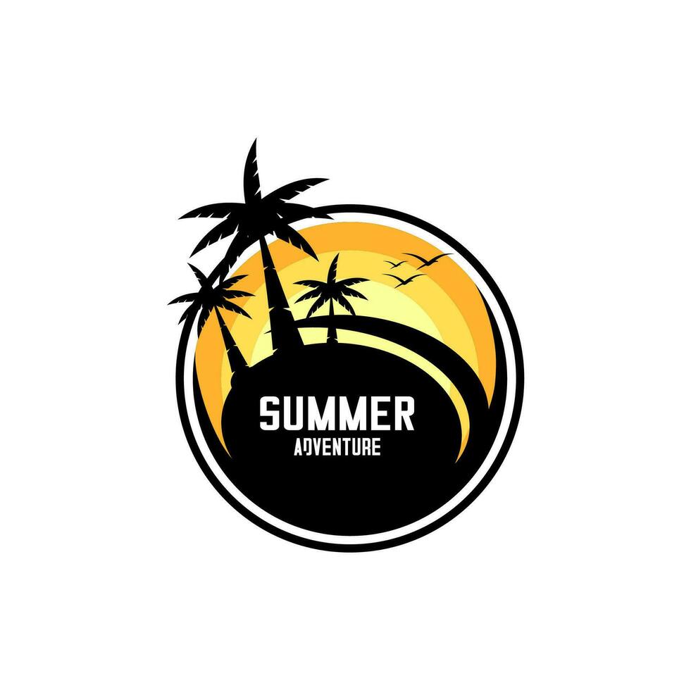 vector design of a beach scene, saying summer