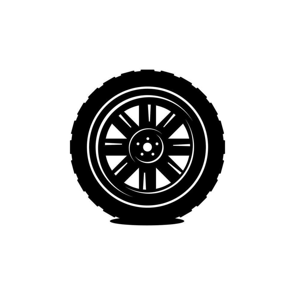black car tire vector on white background, automotive vector