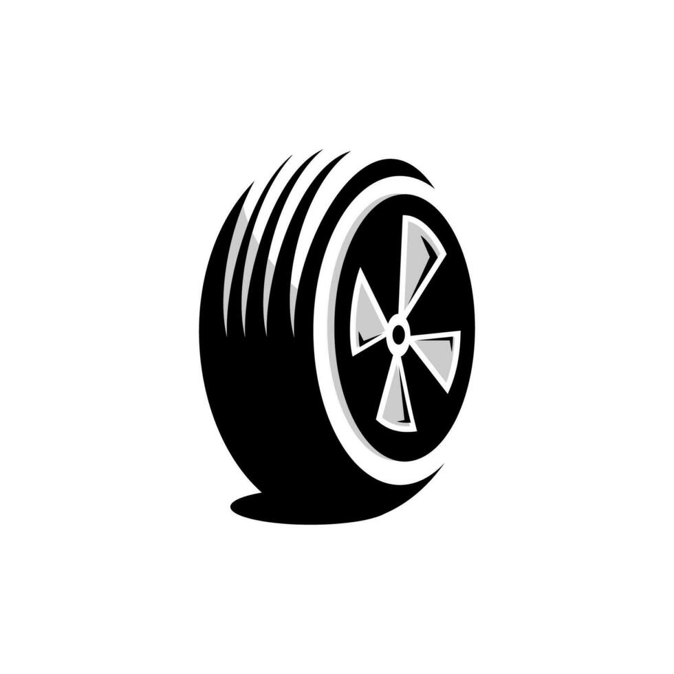 black car tire vector on white background, automotive vector
