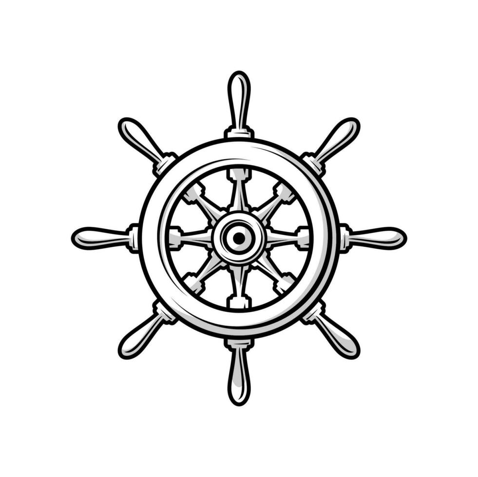 ship wheel rudder design vector on white background