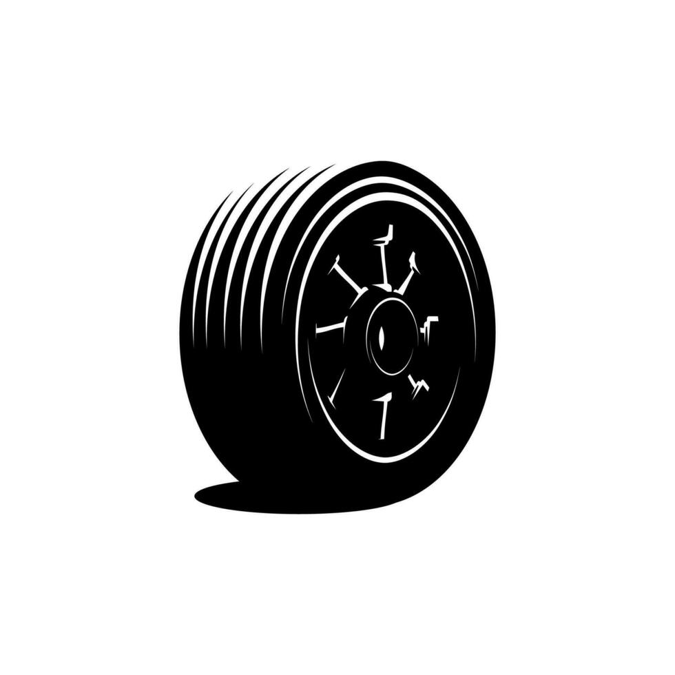 black car tire vector on white background, automotive vector