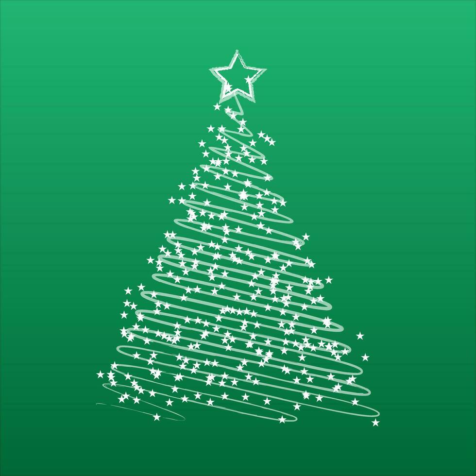 Christmas tree on a green background, vector. vector