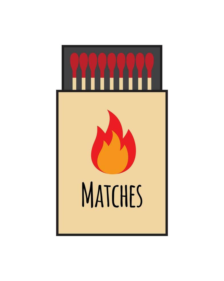 Vector flat cartoon match box on white background