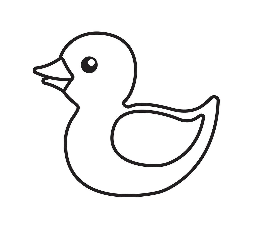 Vector flat outline bath duck on white background