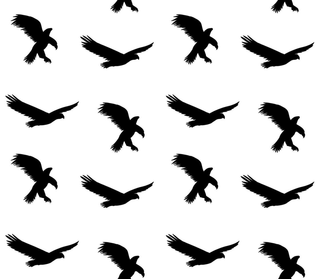 Vector seamless pattern of hand drawn eagle silhouette
