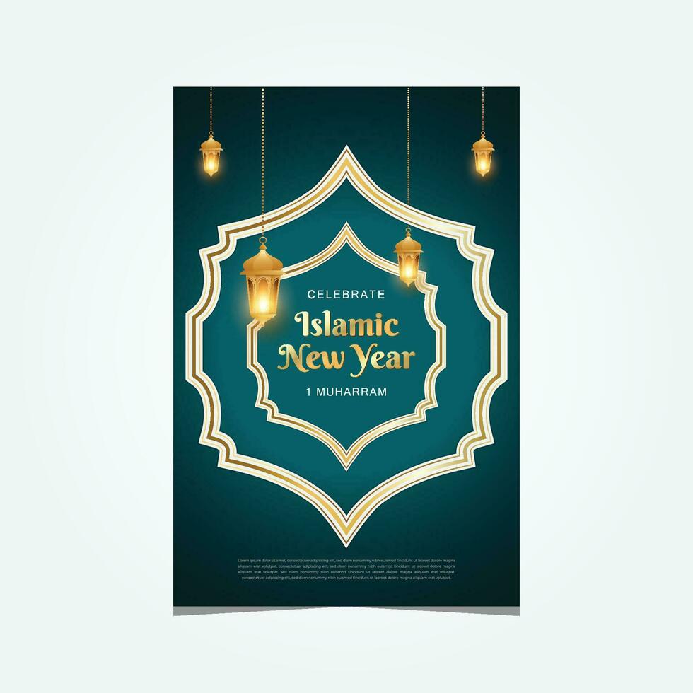 Happy islamic new year banner template vector