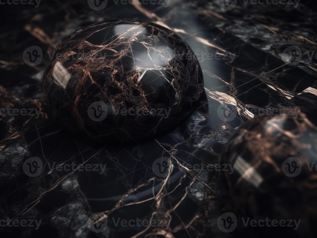 Abstract scene with marble stones on dark background Created with technology photo