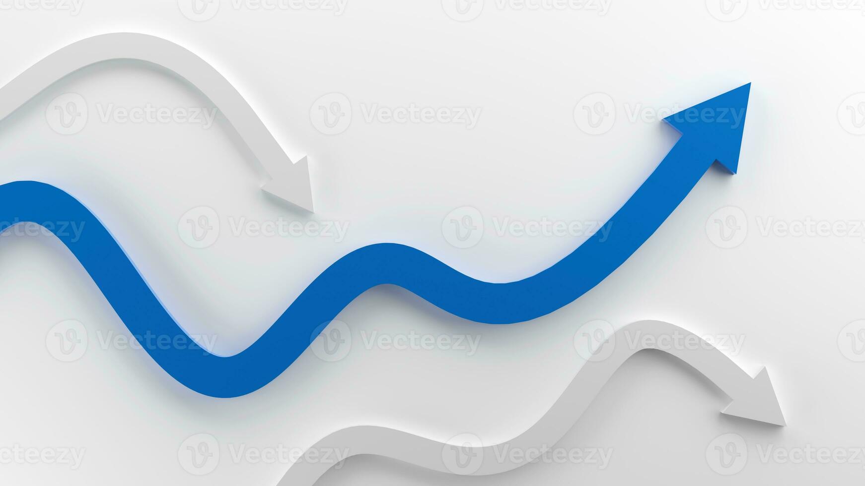 Blue leader arrow leading white arrows on white background.3D render.progress way photo