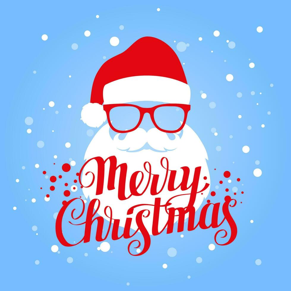 Merry Christmas greeting card with Santa and calligraphy vector