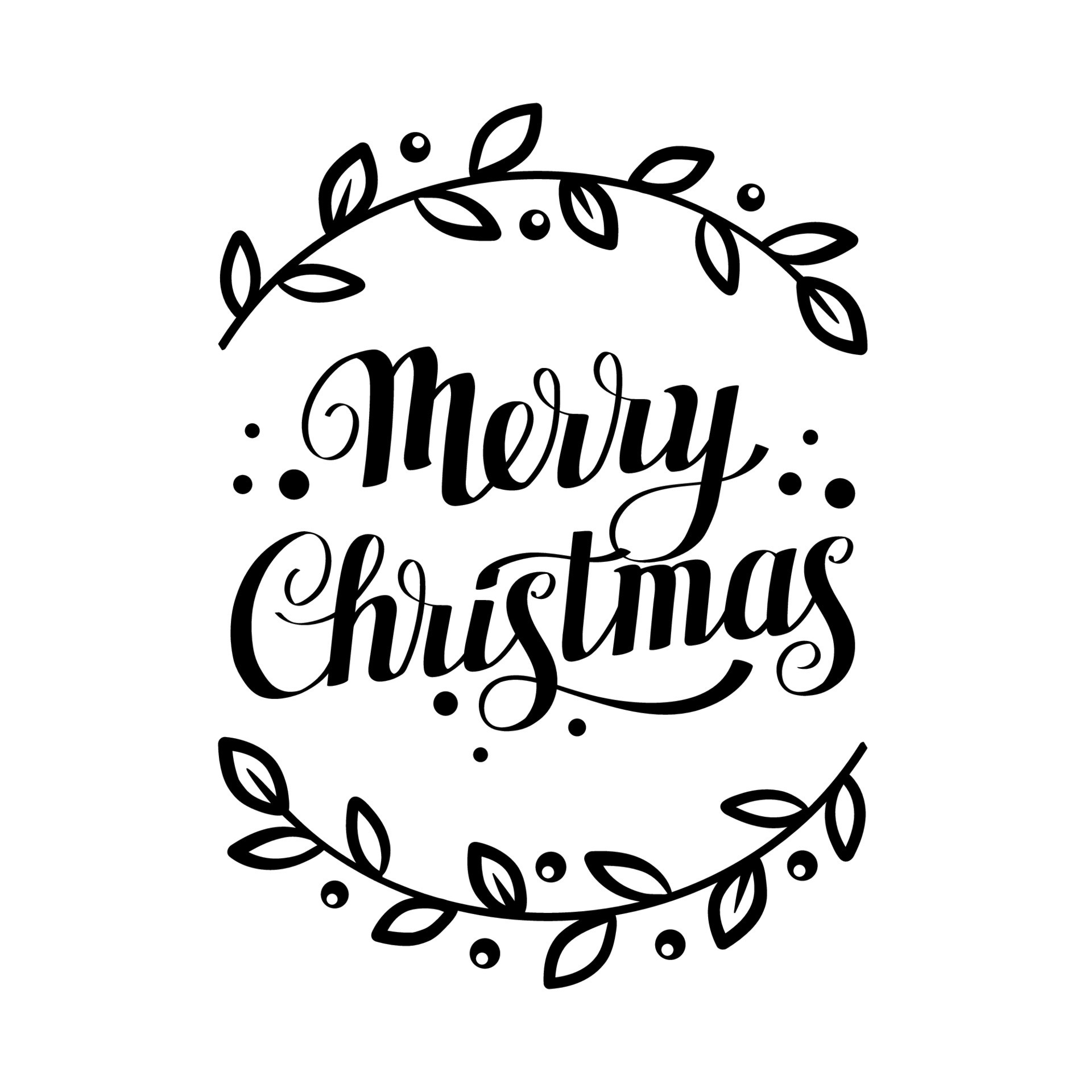 Merry christmas lettering with floral elements. Vector illustration on ...
