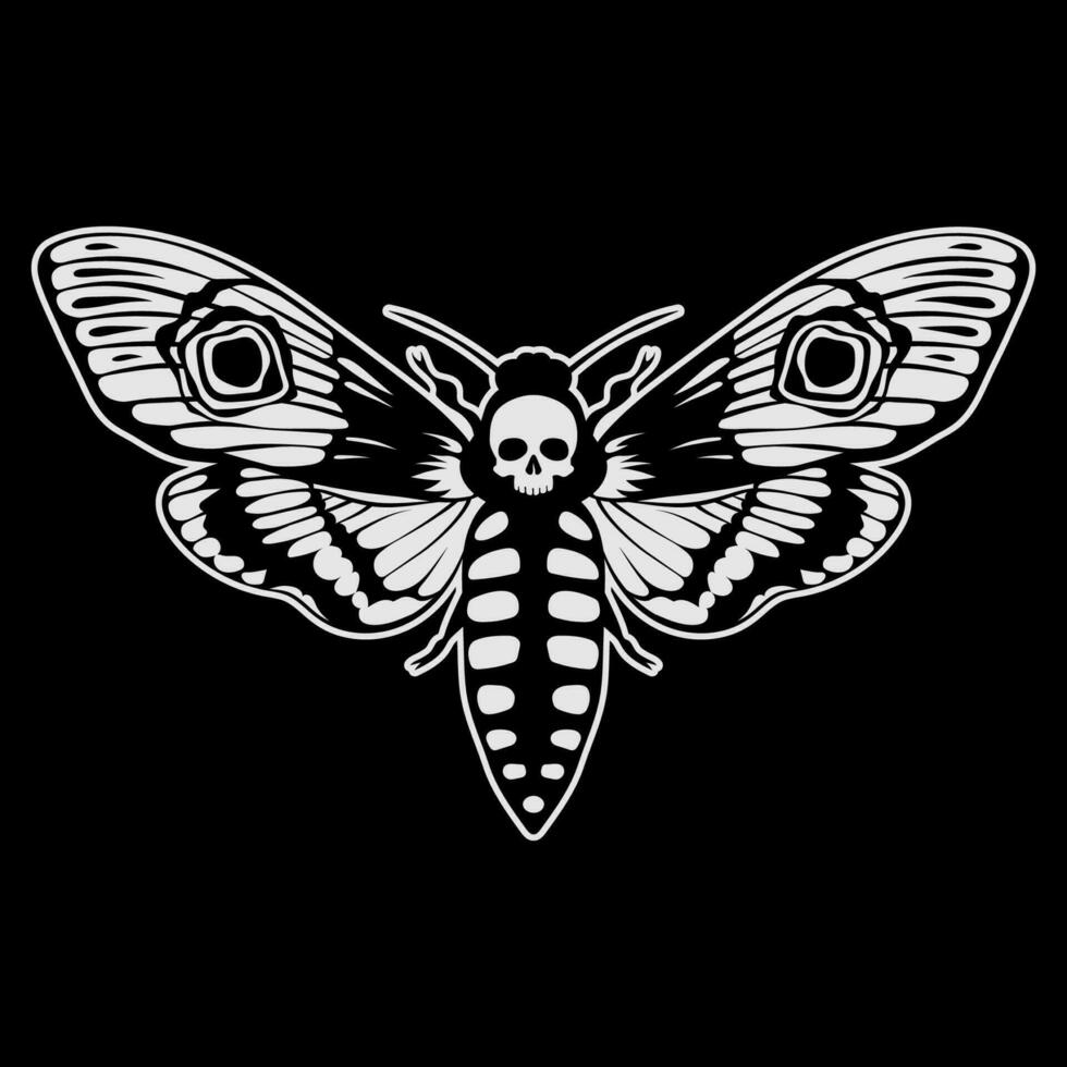 Death's head hawk moth. Acherontia atropos butterfly design, hand drawn vector illustration