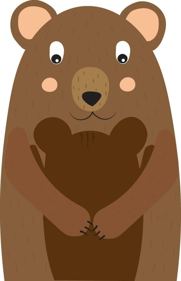 Postcard. Mama bear hugs her cub. High quality vector illustration.