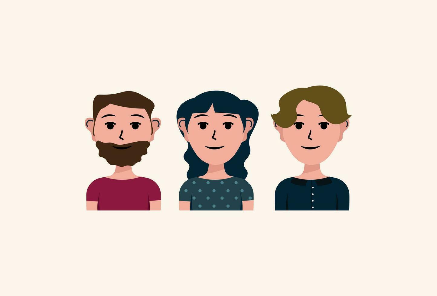 hombres y mujer plano personaje familia ilustración vector