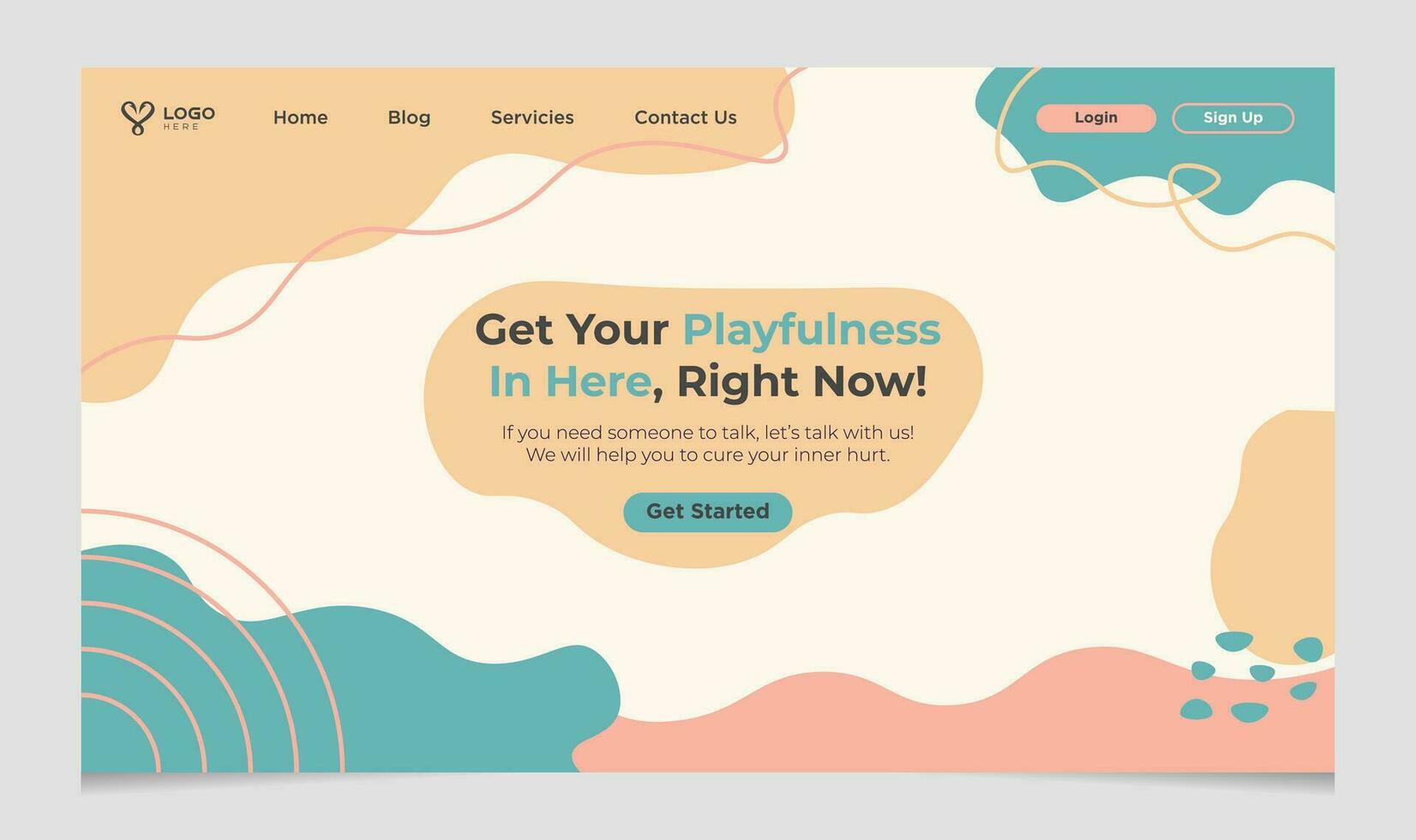 Playful Organic Colorful Landing Page Background Design vector