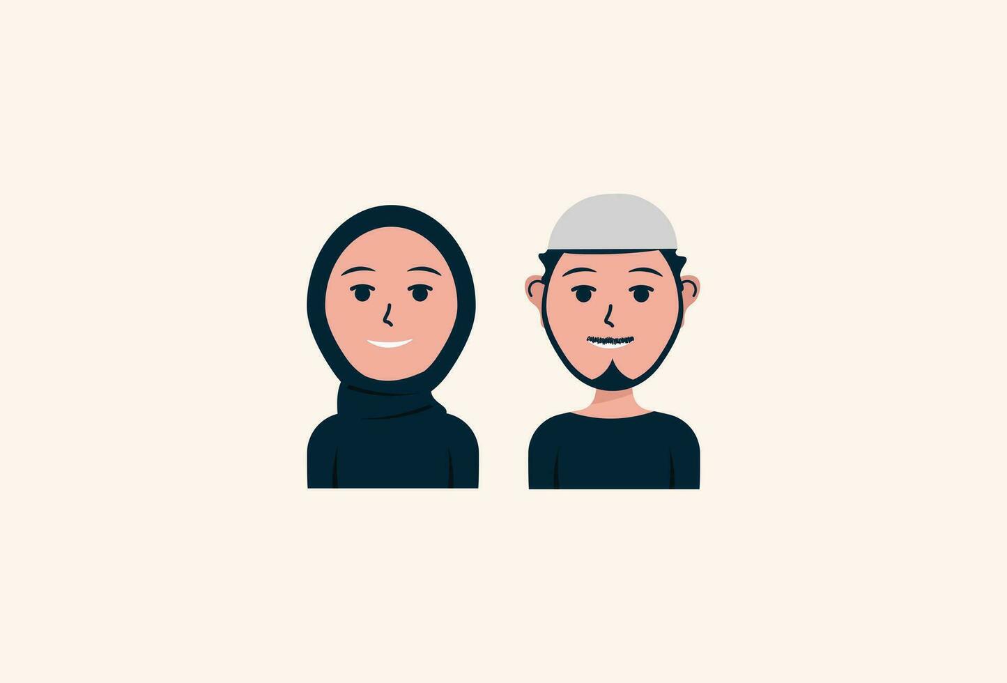 Cute Avatars Character muslim men and woman vector