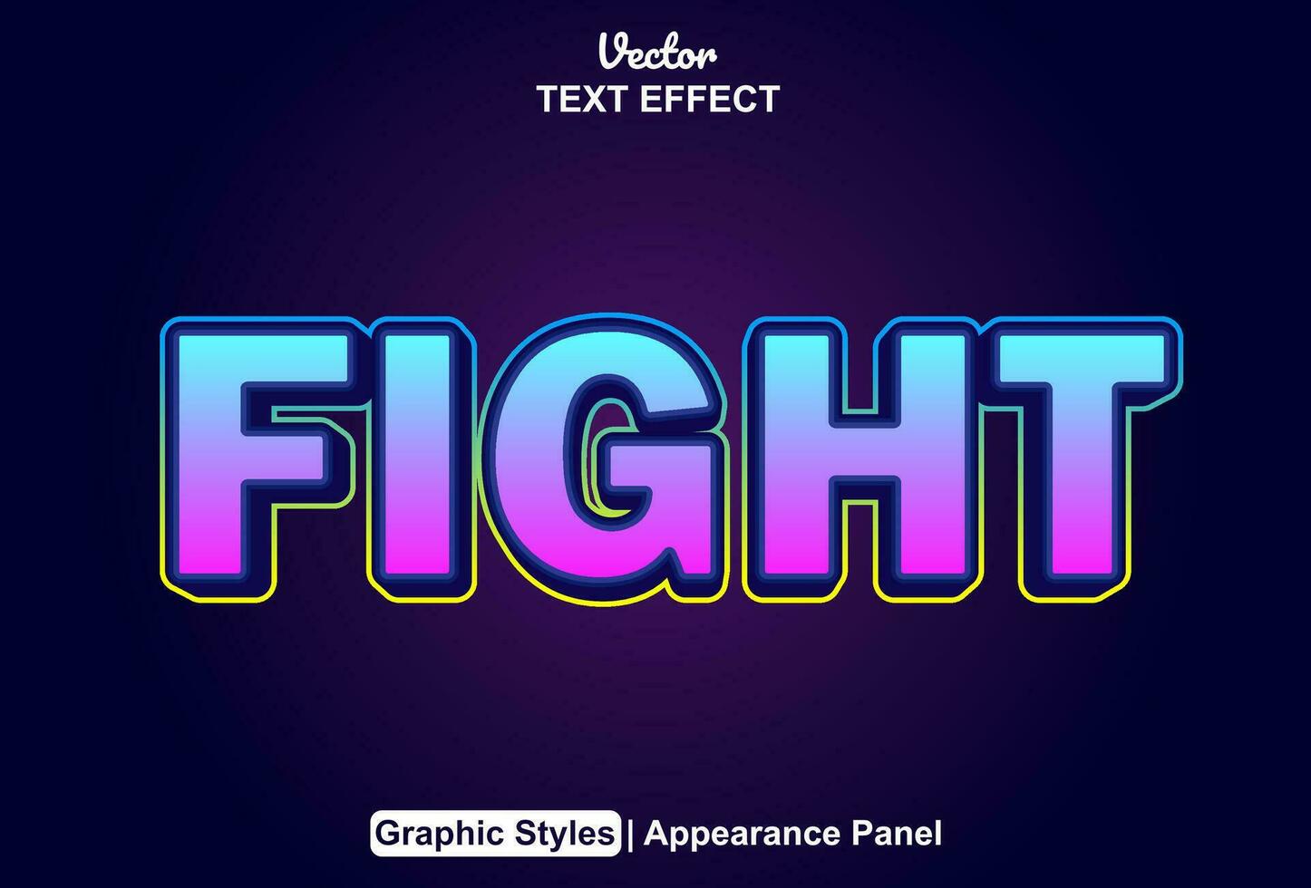 fight text effect with blue graphic style and editable. vector