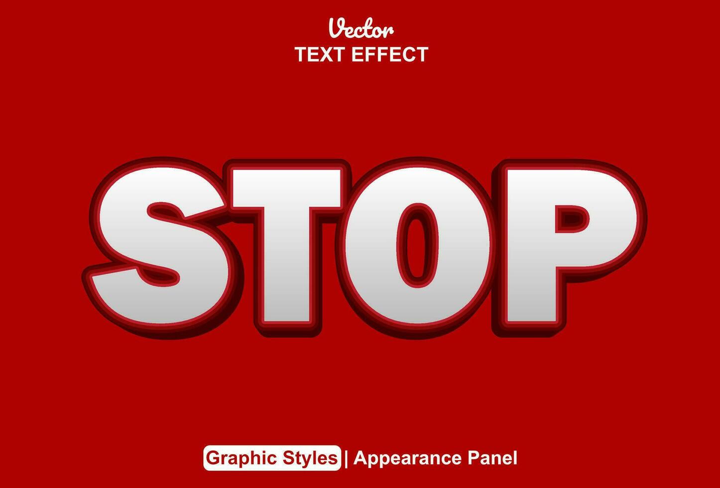 stop text effect with red graphic style and editable. vector