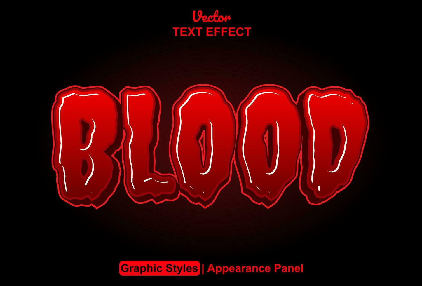 blood text effect with red color graphic style and editable. vector