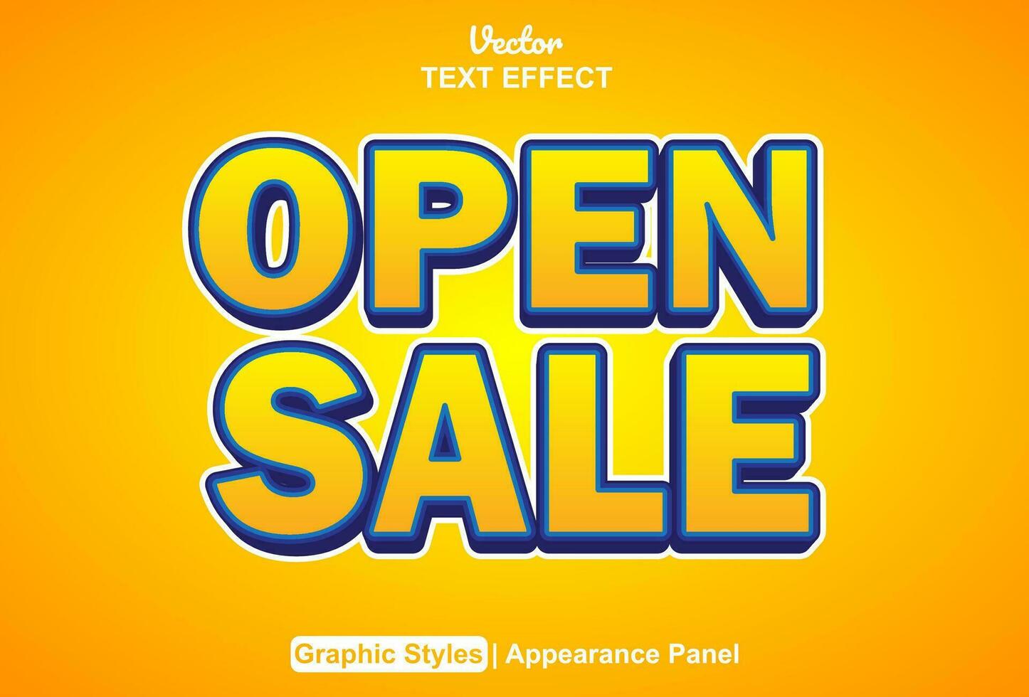 open sale text effect with orange graphic style and editable. vector