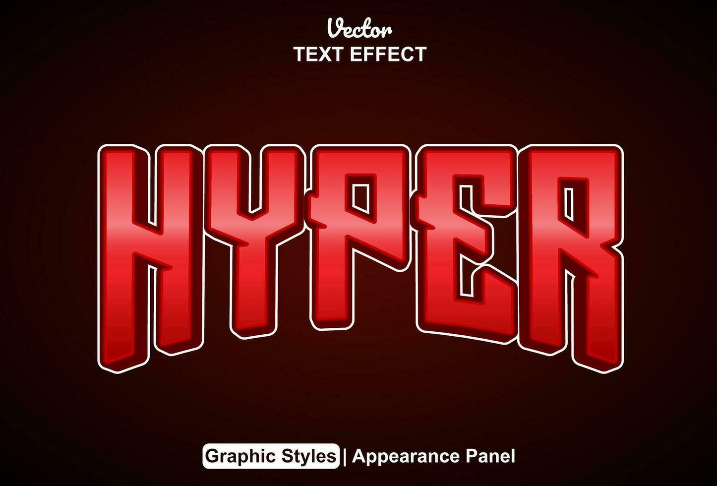 hyper text effect with red graphic style and editable. vector