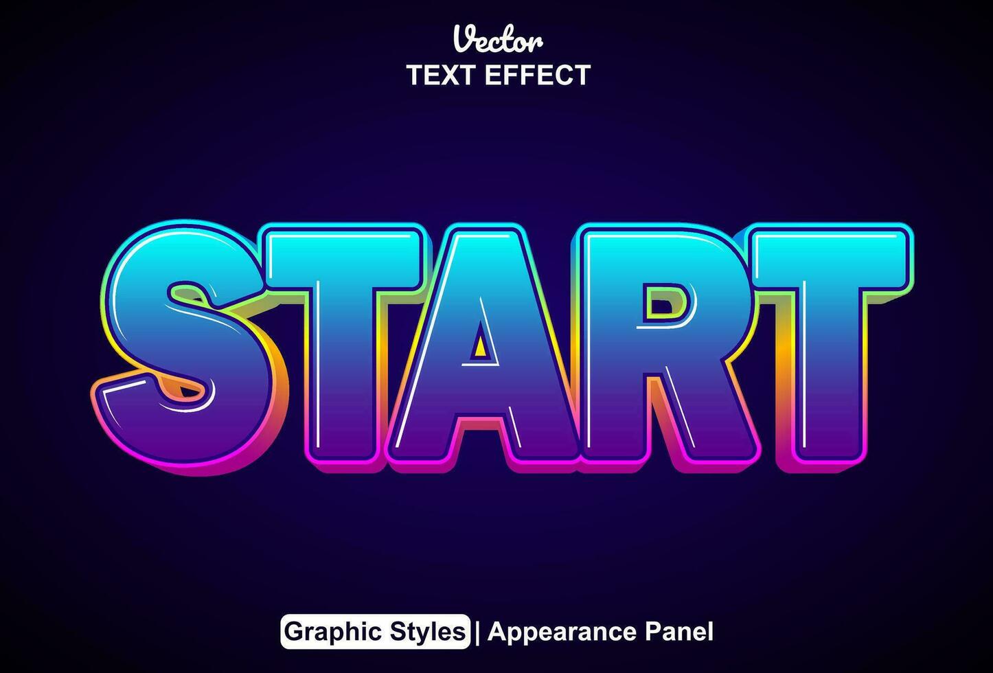 start text effect with blue color graphic style and editable. vector