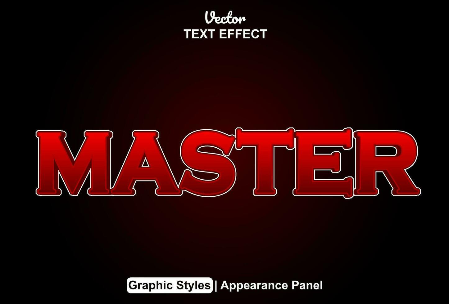 Maestro texto efecto con rojo gráfico estilo y editable. vector