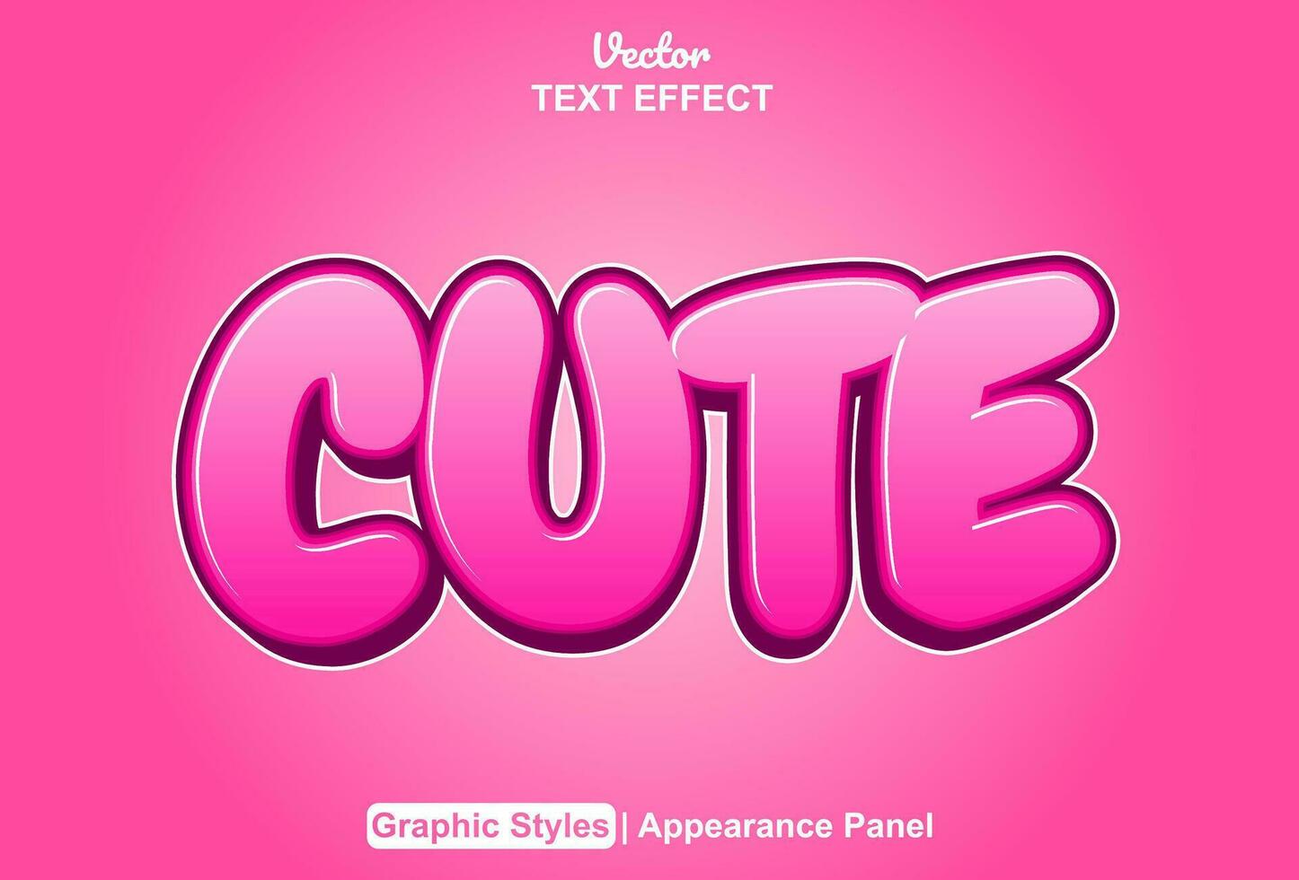 cute text effect with pink graphic style and editable. vector