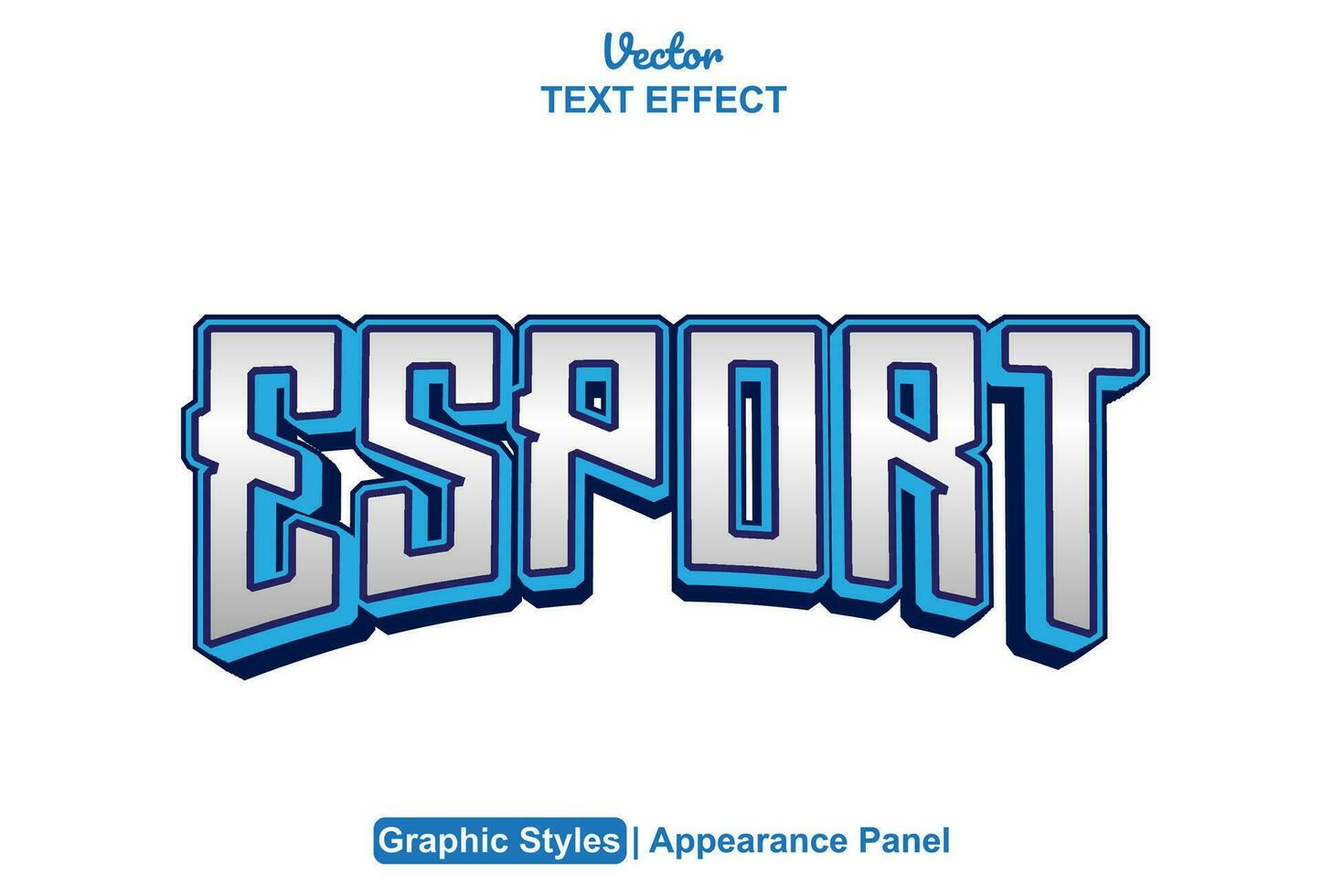 esport text effect with white graphic style and editable vector