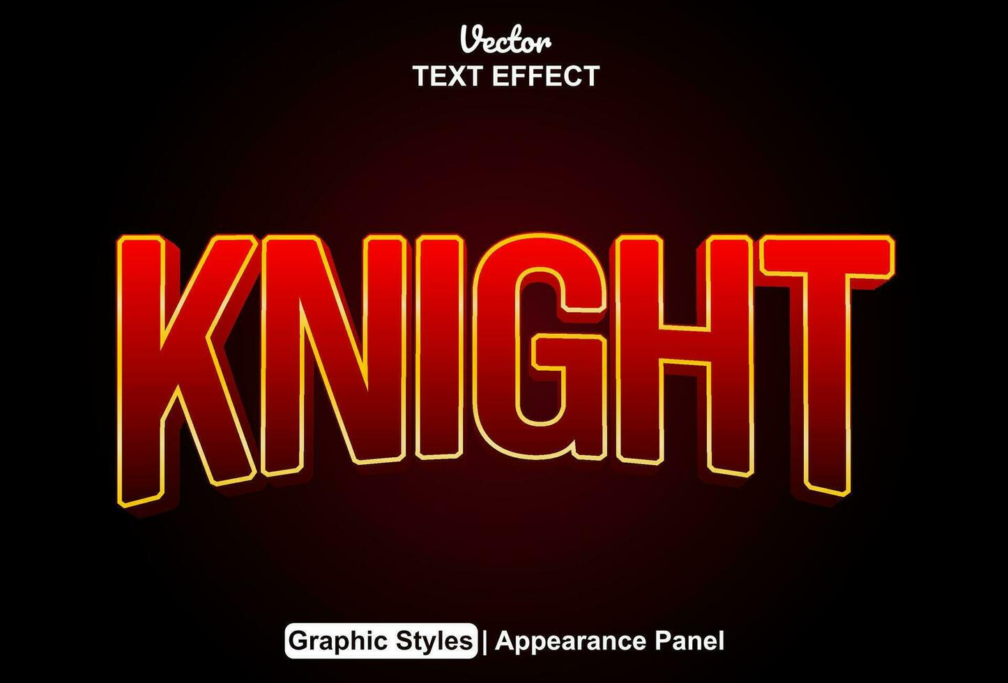 knight text effect with red graphic style and editable. vector
