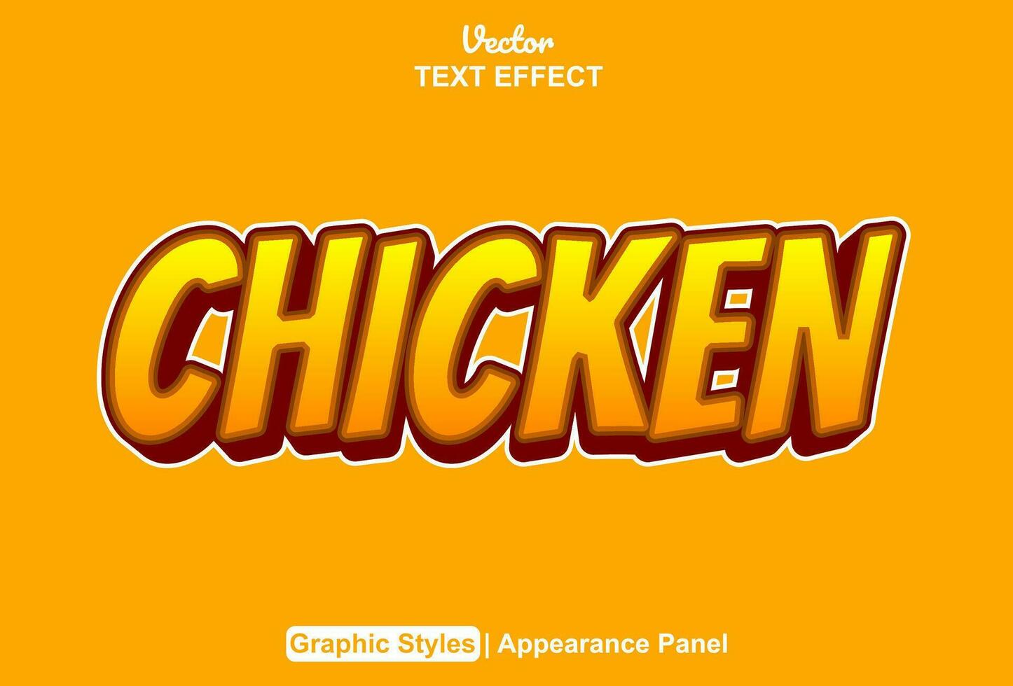 chicken text effect with orange color graphic style editable. vector