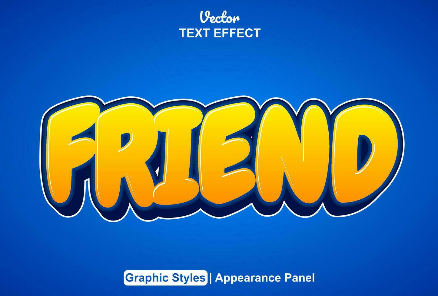 friend text effect with orange graphic style and editable. vector