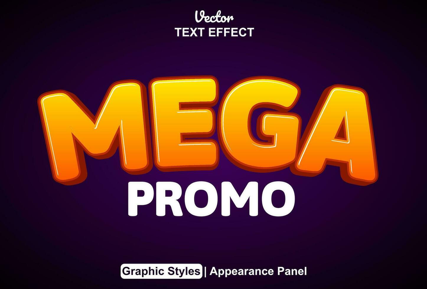 mega promoción texto efecto con naranja gráfico estilo y editable. vector