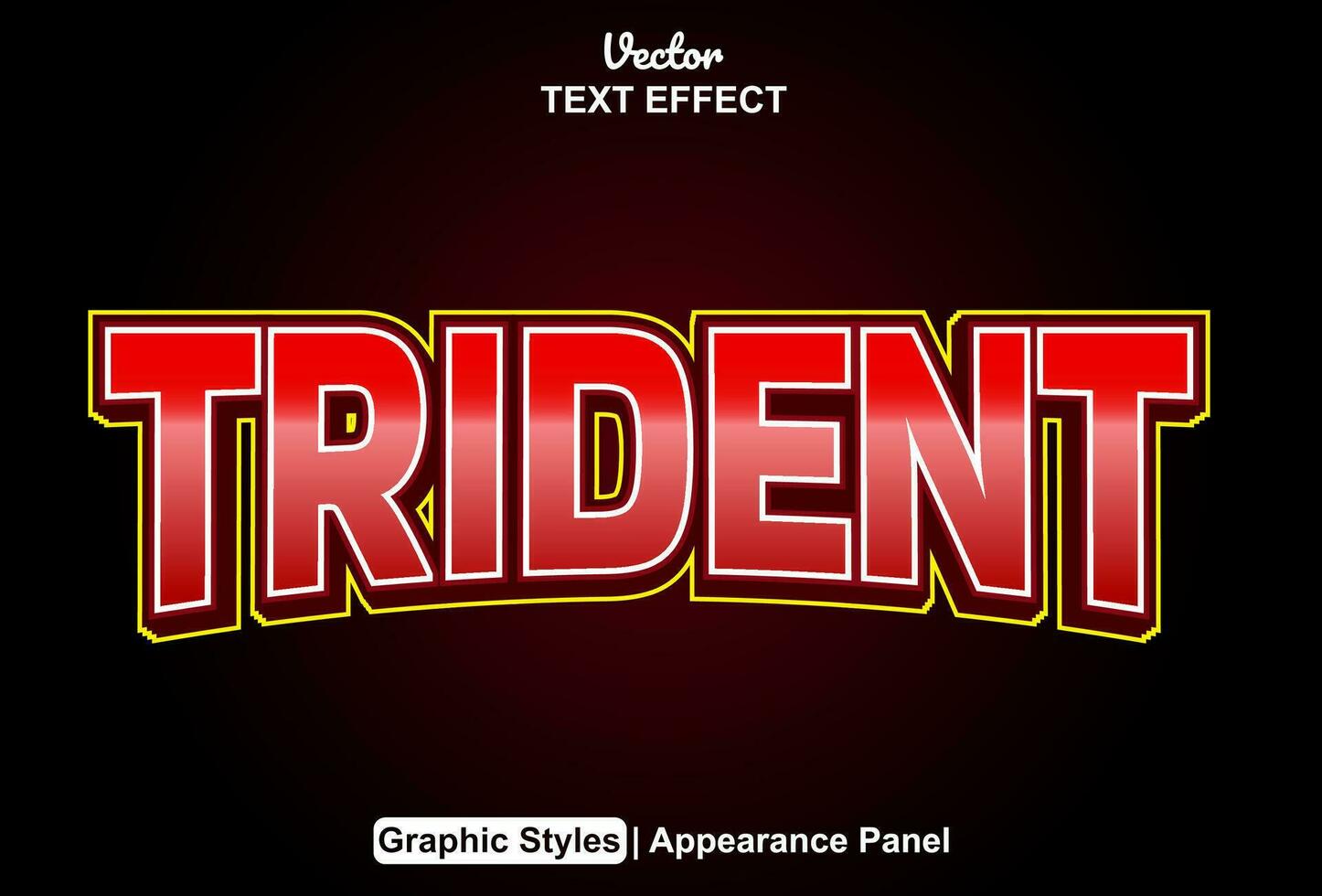 trident text effect with red graphic style and editable. vector