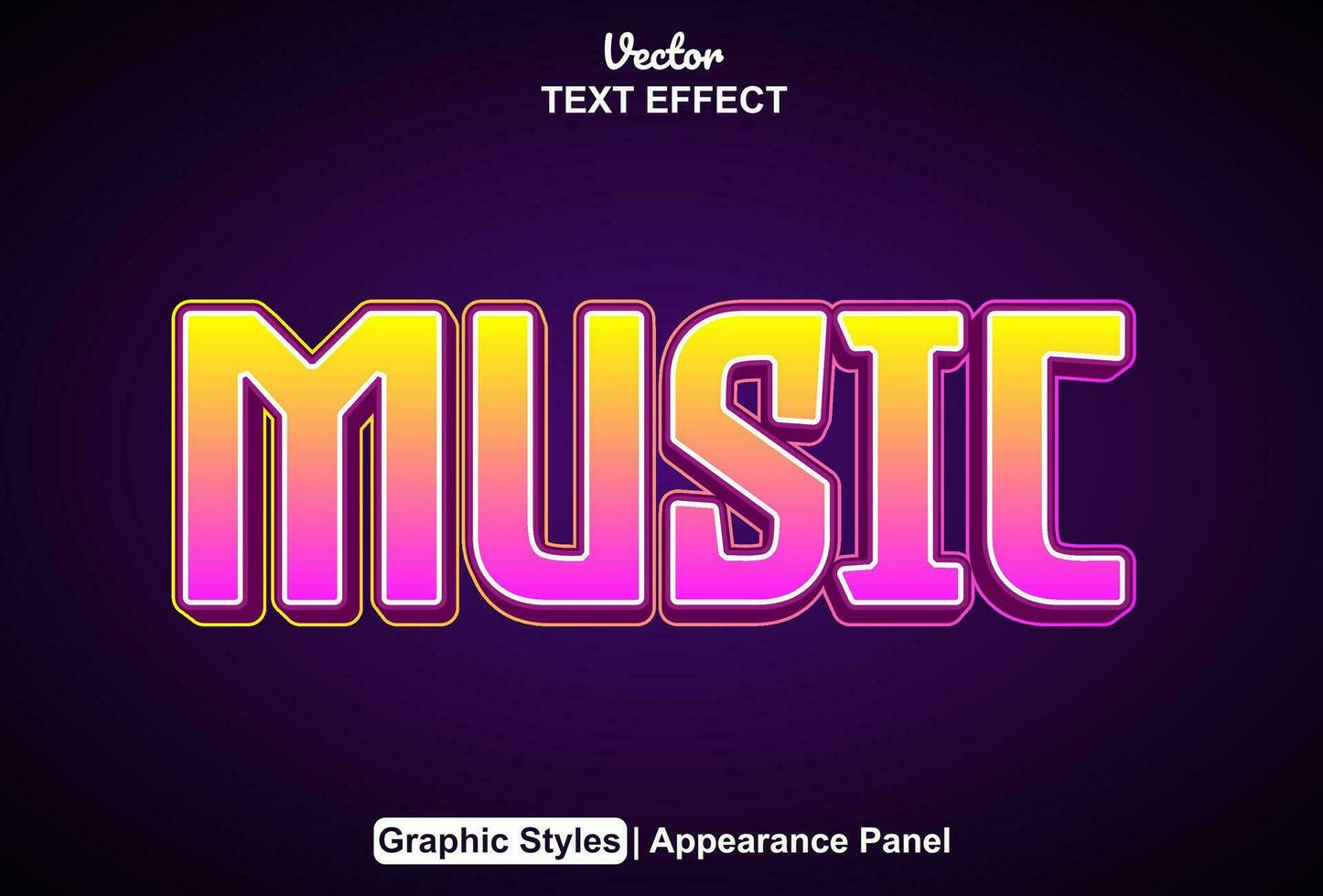 music text effect with purple graphic style and editable. vector