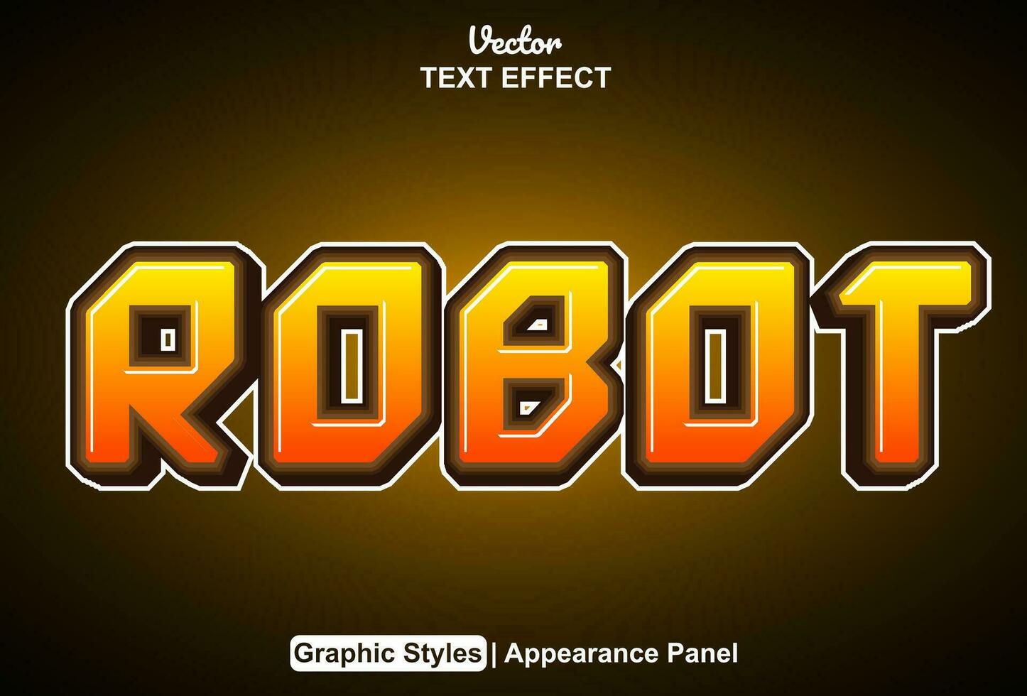 robot text effect with orange color graphic editable style vector