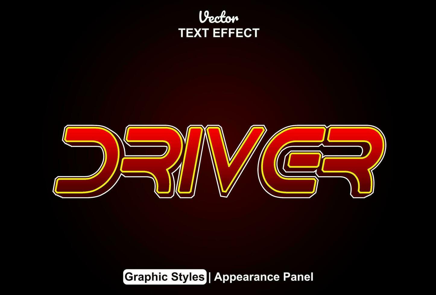 driver text effect with red graphic style and editable. vector