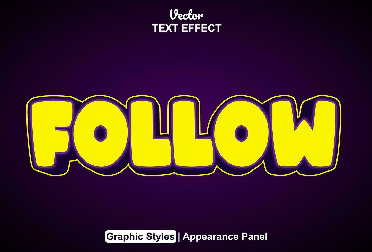 follow text effect with yellow graphic style and editable. vector