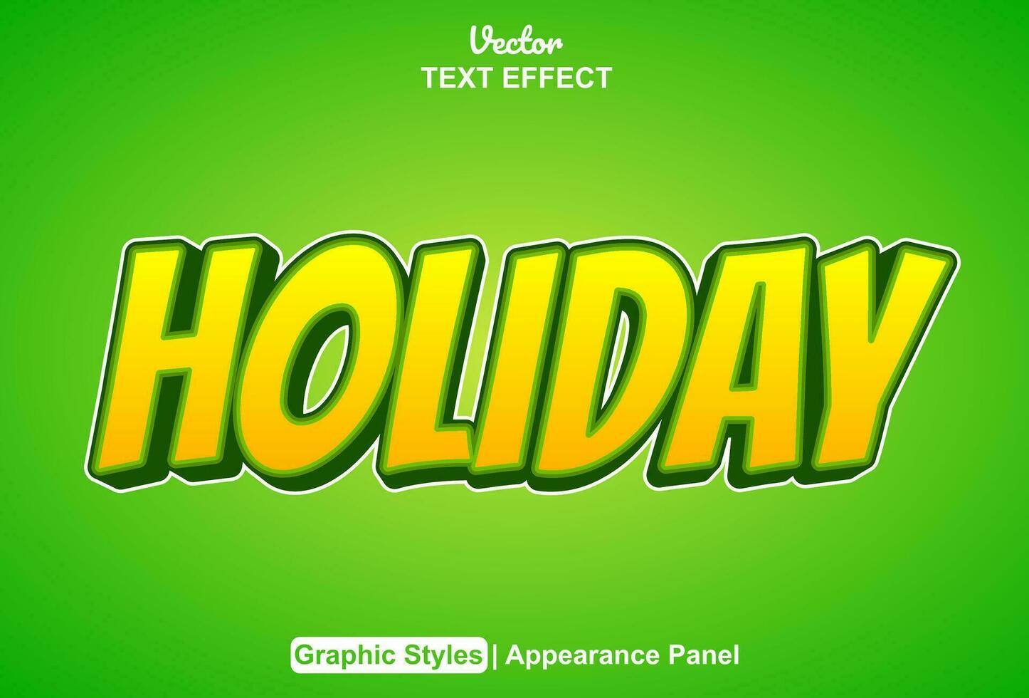 holiday text effect with green graphic style editable. vector