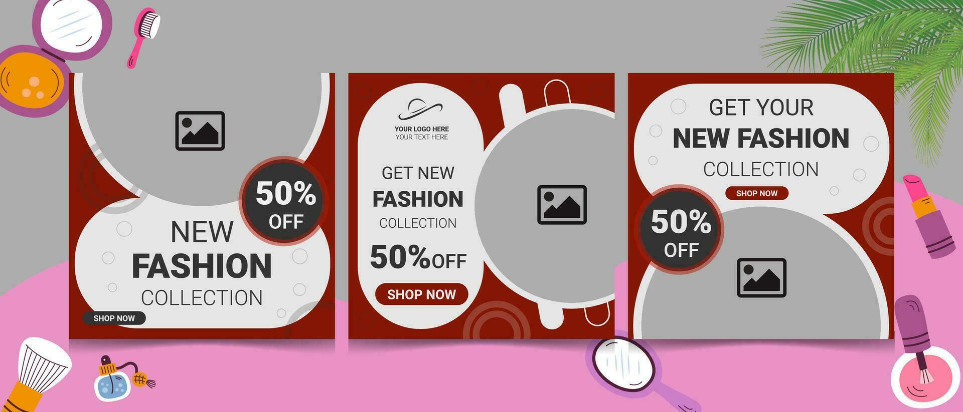 Women fashion collection sale offer price only young lady top 5 supper fashion design element for sexy lady free home delivery women only buy one get one social media post idea template 2023. vector