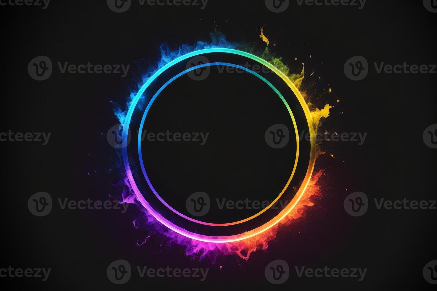Abstract colorful frame on black background. photo