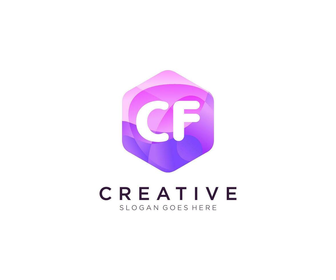 CF initial logo With Colorful Hexagon Modern Business Alphabet Logo template vector. vector