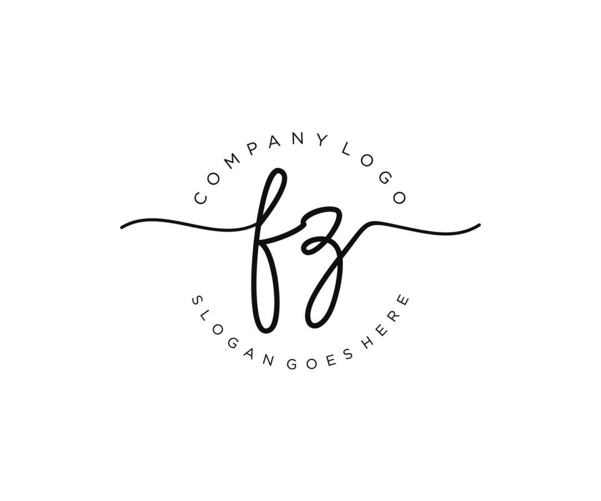 monograma de belleza de logotipo femenino fz inicial y diseño de logotipo elegante, logotipo de escritura a mano de firma inicial, boda, moda, floral y botánica con plantilla creativa. vector