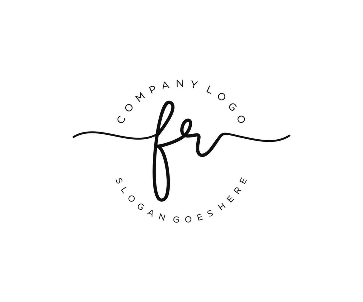 monograma de belleza de logotipo femenino inicial fr y diseño de logotipo elegante, logotipo de escritura a mano de firma inicial, boda, moda, floral y botánica con plantilla creativa. vector